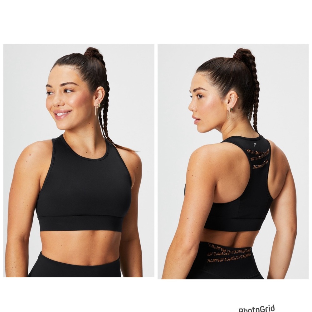 Fabletics Trinity High Impact Sports Bra Black/Wavy Cheetah
